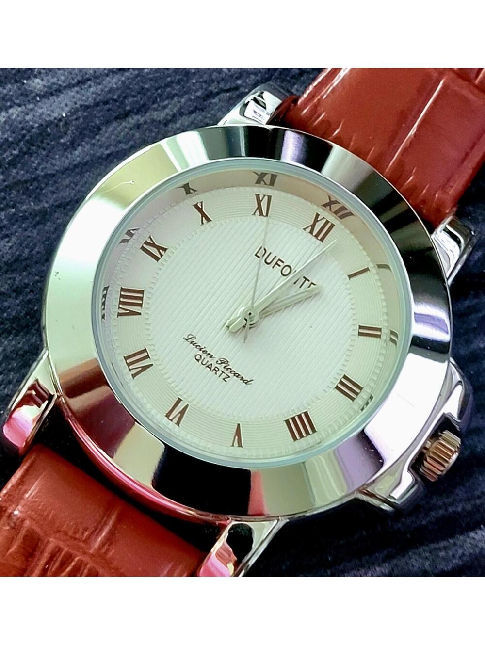 Vintage Lucien Piccard Dufonte Roman Guilloche Men's Watch‎